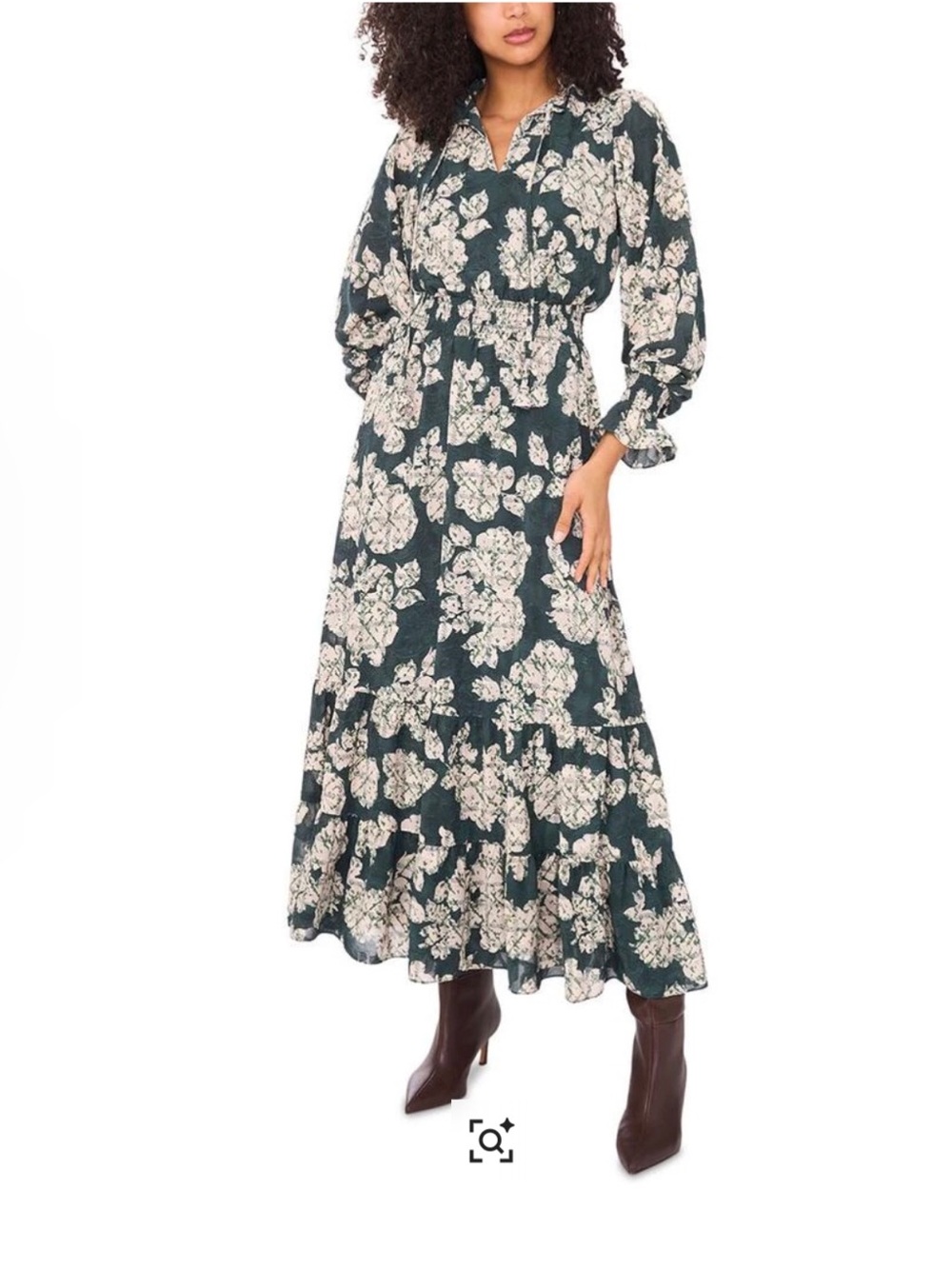 VINCE CAMUTO Long Sleeve  Smocked  Maxi Dress